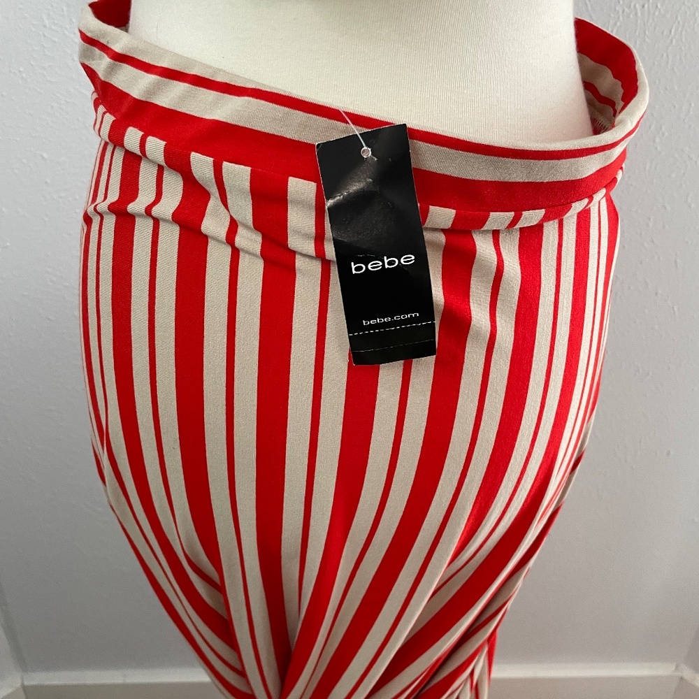 [NWT] bebe Red & Tan Striped Maxi Skirt